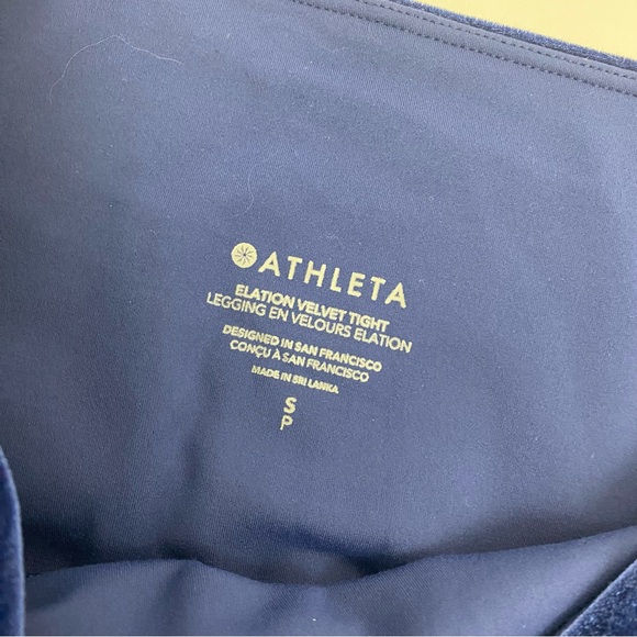 Athleta Elevation High Rise Velvet Tights Leggings:  Blue Scuro - Picture 9 of 13